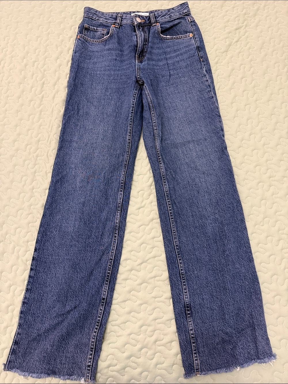 Mango Wide-Leg High-Rise Jeans in Dark Blue Wash